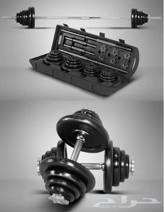 حقيبة اثقال دنابل وبار مجموع 50 kg 13