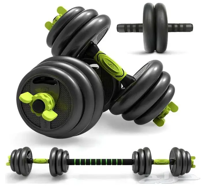 حقيبة اثقال دنابل وبار مجموع 50 kg 15