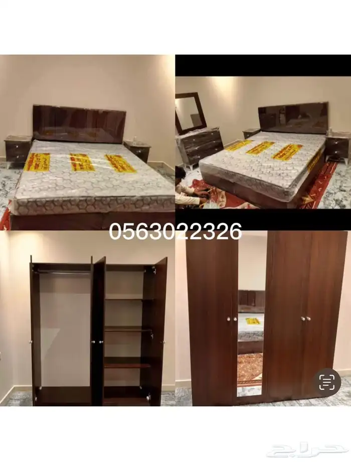 غرفة نوم كاملة  أثاث منزلي  سرير ودولاب وبطانيات 3