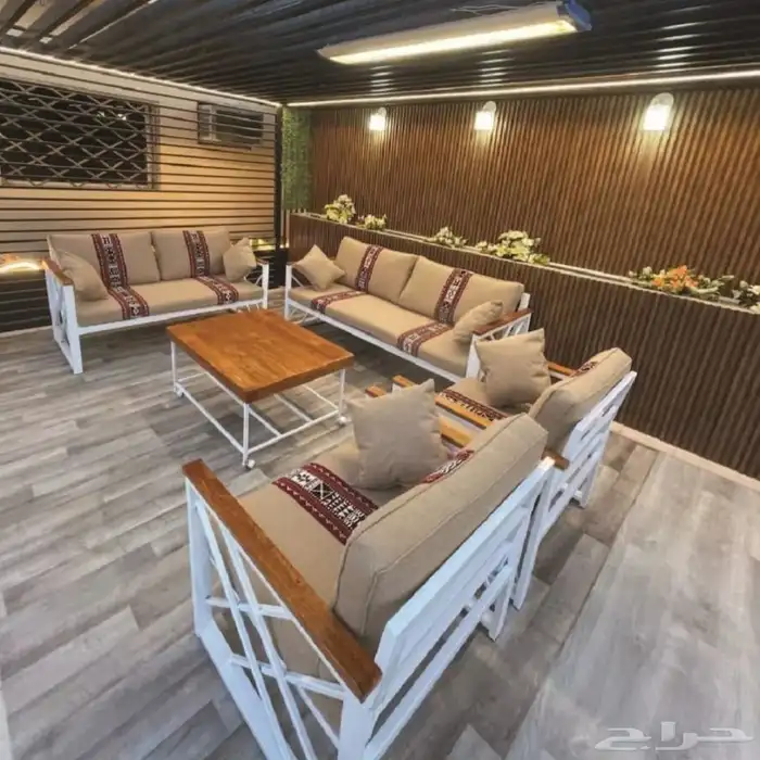 جلسات خارجيه حديد و خشب تفصيل حسب الطلب والاسعار مناسبه إن ش 7