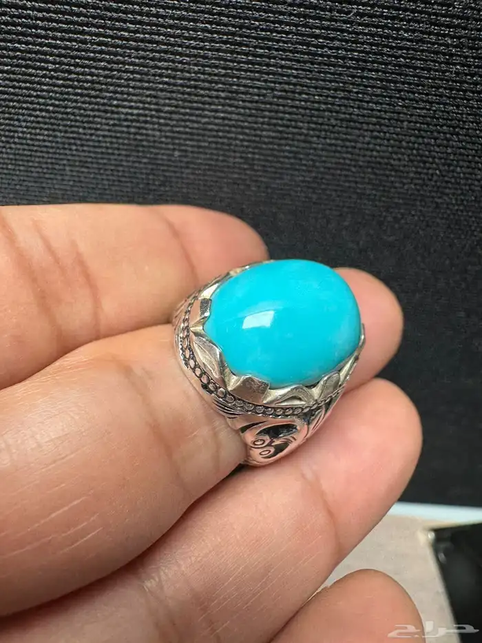 خاتم فيروز نيشابوري صافي قبة فضة عيار 950 2