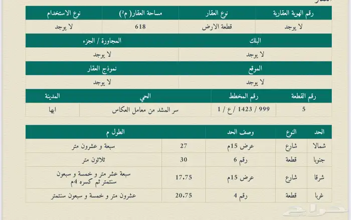 ارض في المشهد على شارعين 15 قرب حديقة المشهد 2