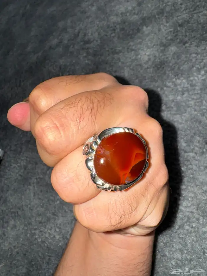 خاتم عقيق يماني مزعفر 2