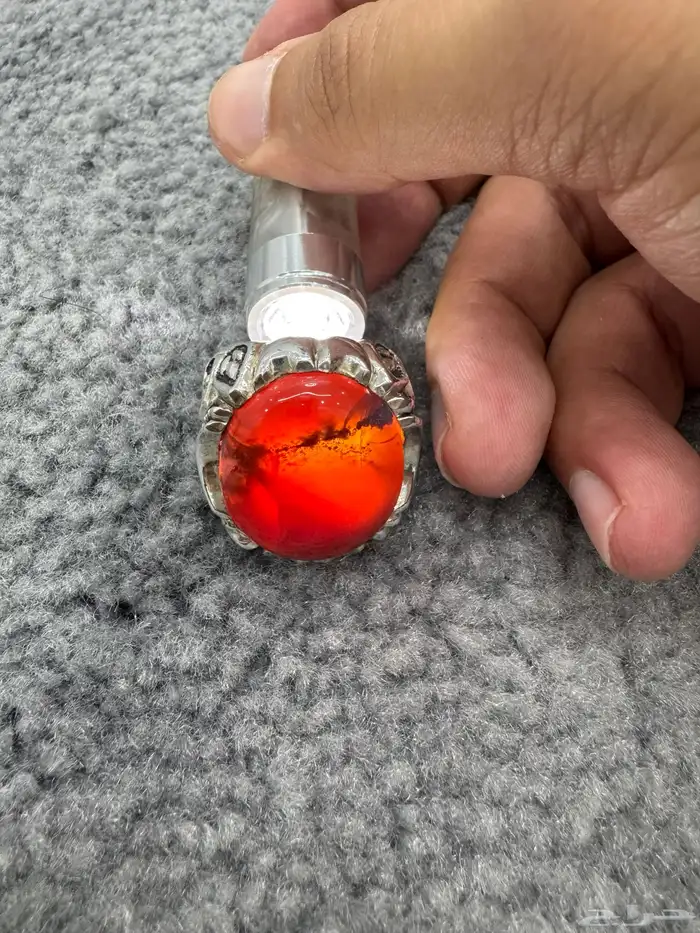 خاتم عقيق يماني مزعفر 10