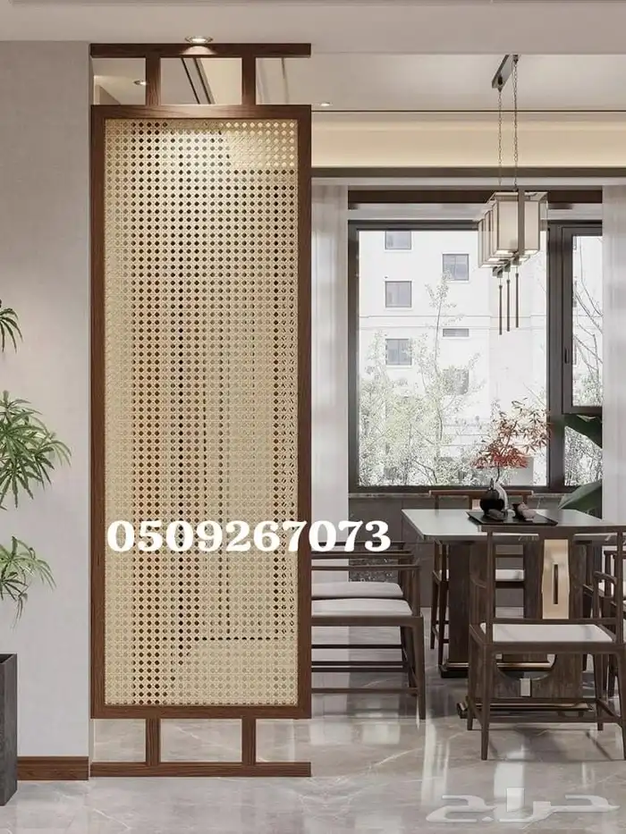 بارتشن خشب راتان ابواب سحاب راتان 9