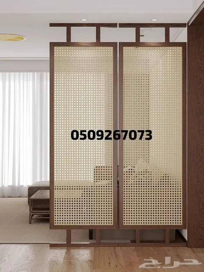 بارتشن خشب راتان ابواب سحاب راتان 8