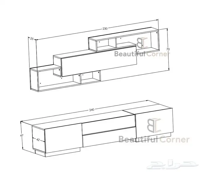 طاولات تلفزيون رفوف جدارية 14