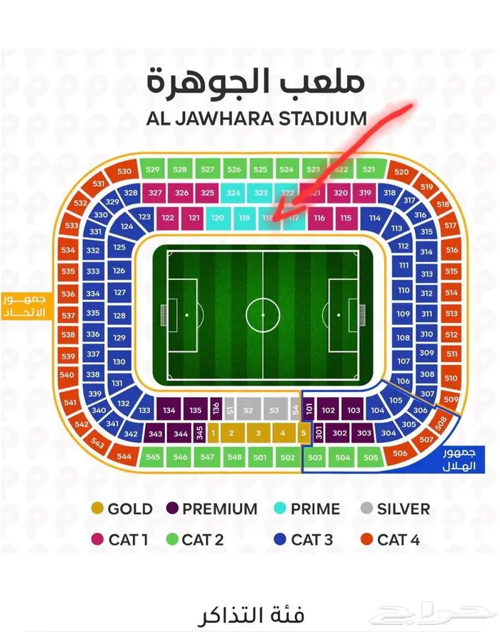 4 تذاكر متجاورة لمباراة الاتحاد الهلال 0