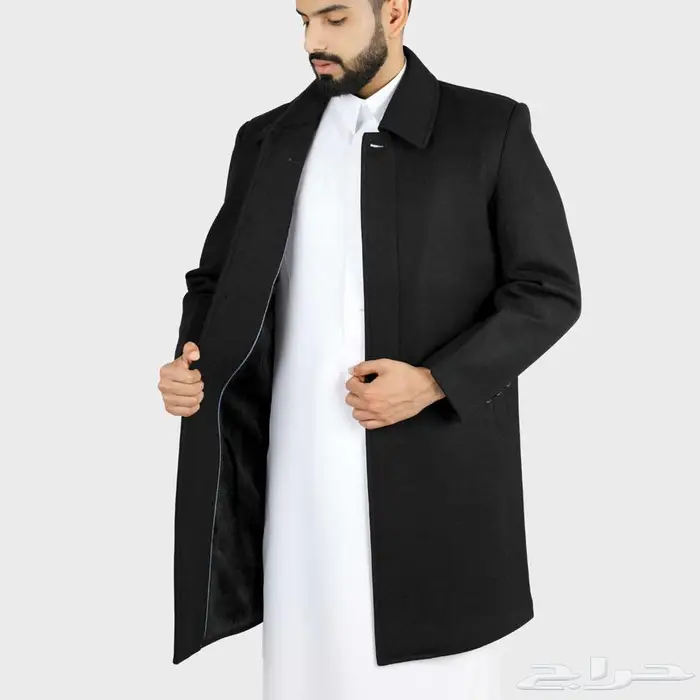 جاكيت رجالى أسود طويل جوخ 0