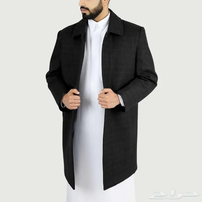 جاكيت رجالى أسود طويل جوخ 6