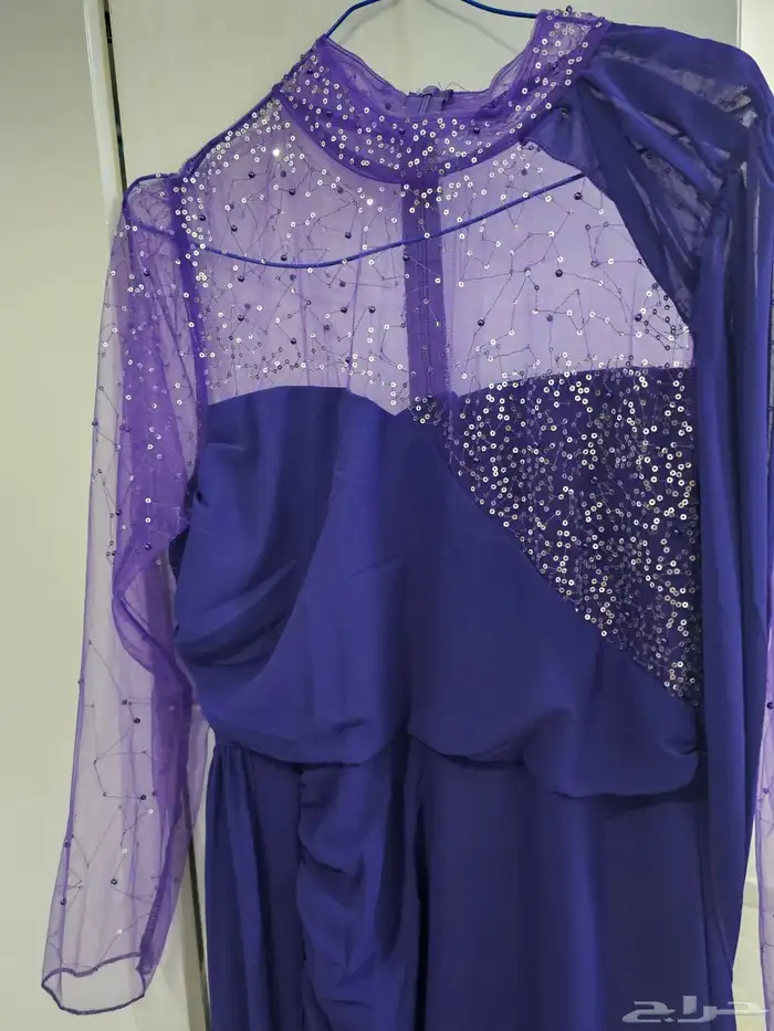 فستان سهره بنفسجي انيق بتطريز لامع جديد غير مستعمل 2