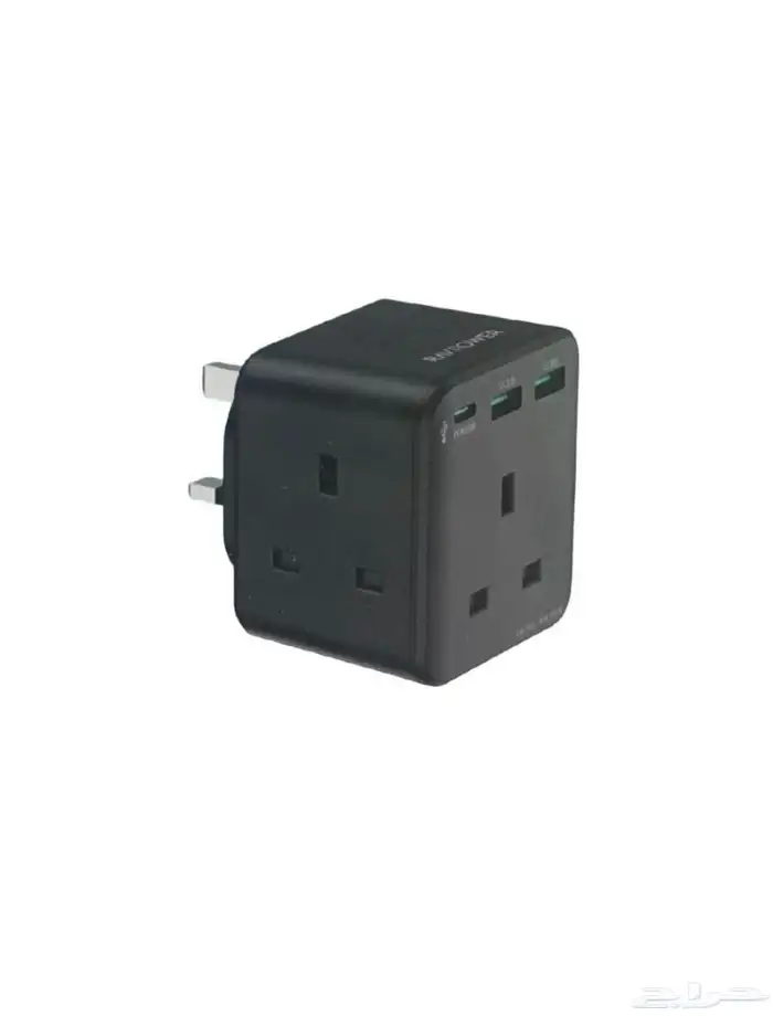 راف بور شاحن جداري ب3مداخل طاقه بمنفذينUSBومنفذ تايبCق(20w) 7