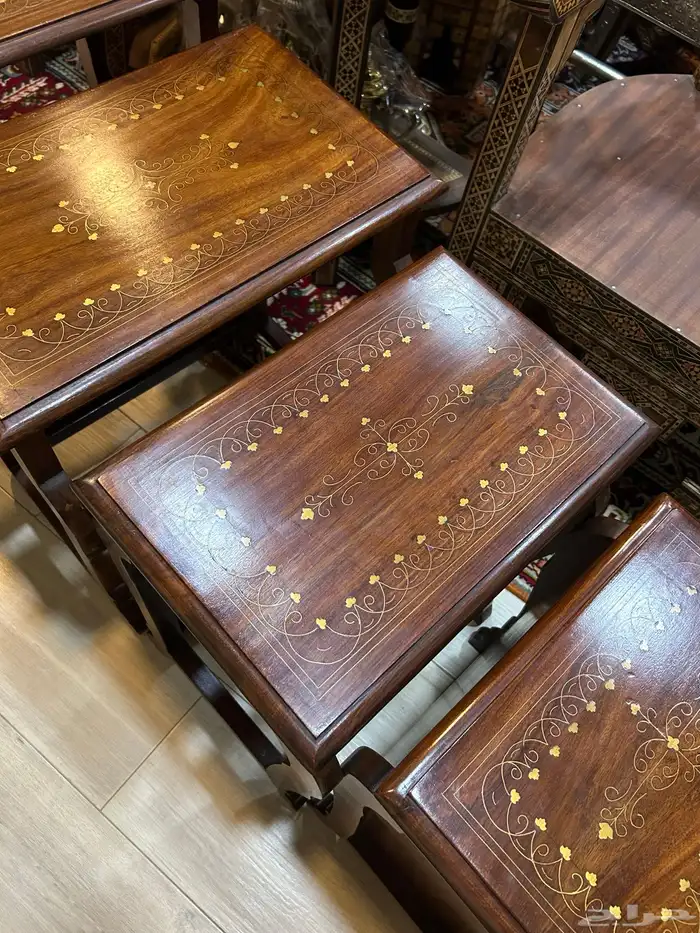 طاولات ومدخل دمشقي واوربي ومصري مطعم بالنحاس والصدف انتيك 54