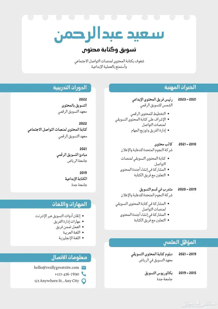 أحصل على سيرتك الذاتية (CV) بسعر 20 ريال بالعربى والانجليزى 8