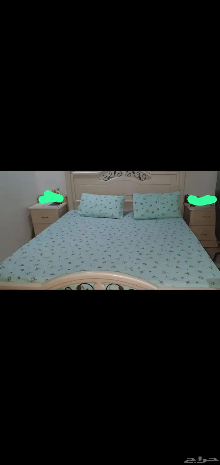 Queen size bed along with 2 side table with mattress 1