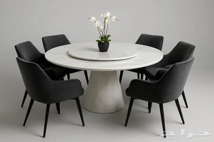 طاولة طعام رخام دئري جودة قوي وممتاز صنع من تركي وفي توصيل 0