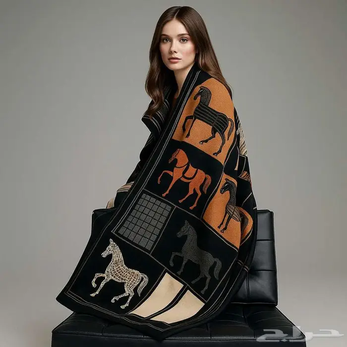 معطف كشميري بنقشة خيول ملكية 0