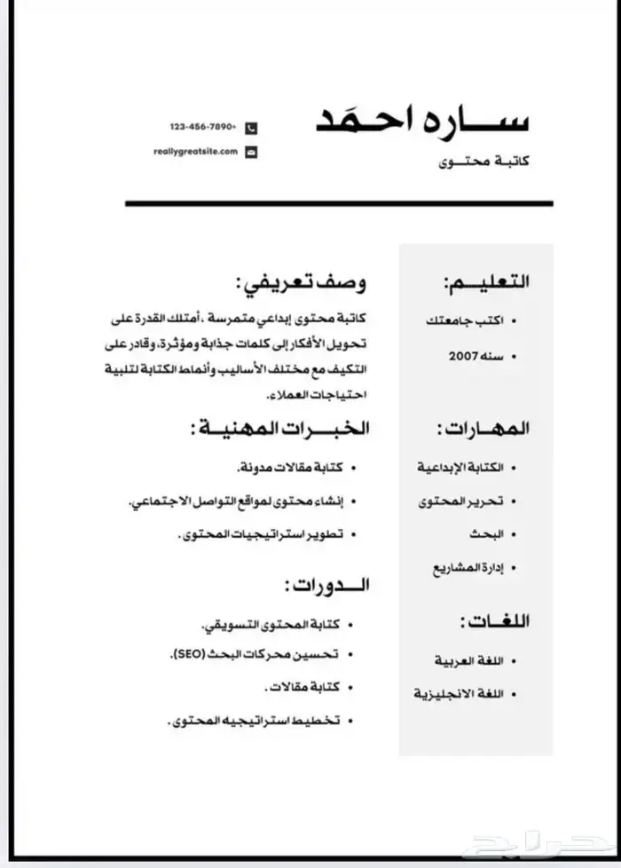 تصميم سيرة ذاتية احترافي CV 4