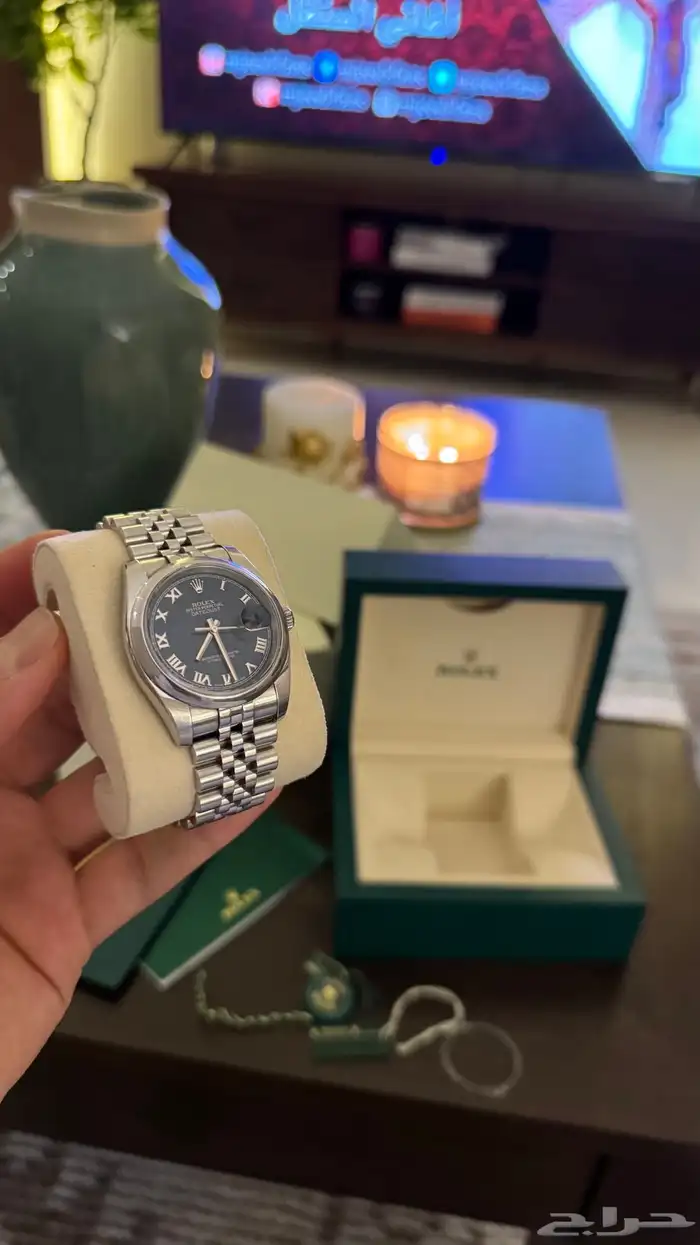 ساعه رولكس ديت جست كحلي كامل مرفقات 3