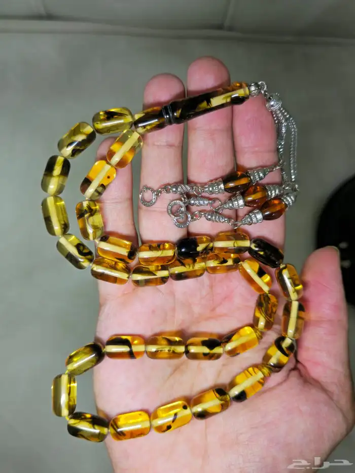 سبح تراب الكهرمان قص صنوبري 25