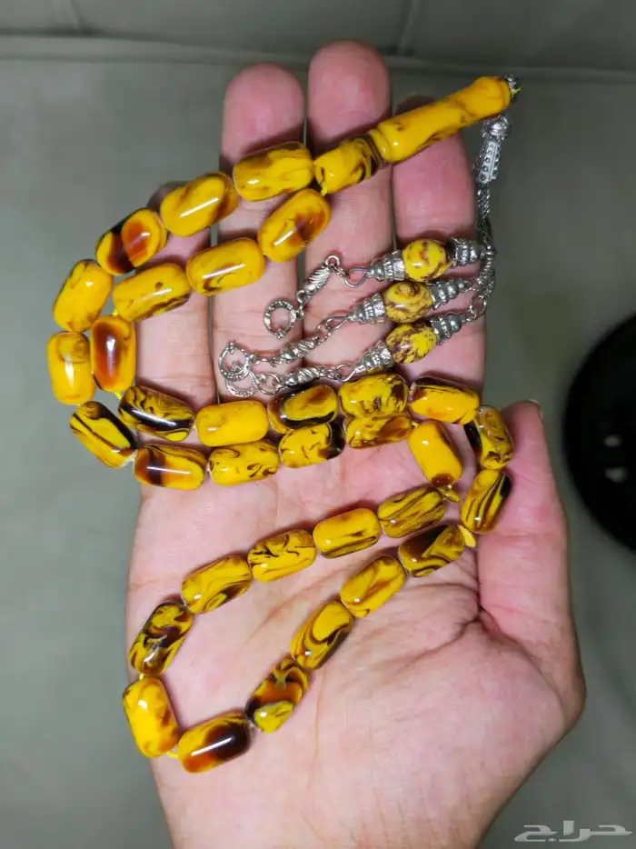 سبح تراب الكهرمان قص صنوبري 24