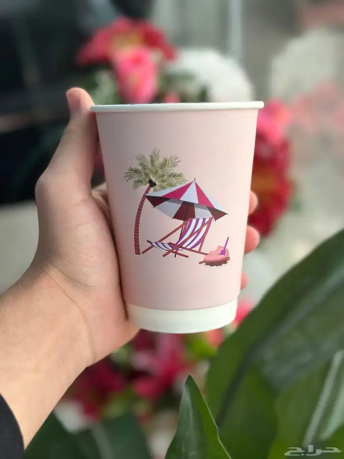 اكواب كافيهات ورقيقة مقاسات مختلفة طباعة ملونة 9