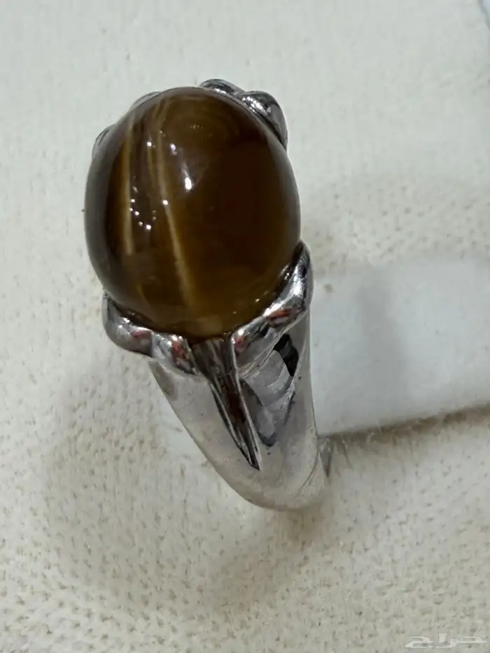 خاتم فضه عيار 925 بفص عين النمر Tiger eye 1