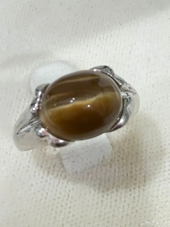 خاتم فضه عيار 925 بفص عين النمر Tiger eye 3