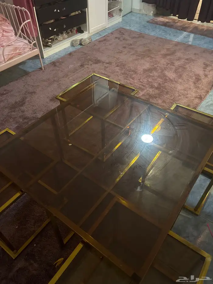 طاوله إستيل درجه أولى قزاز حراري كبير و أربع طاولات صغيره 6