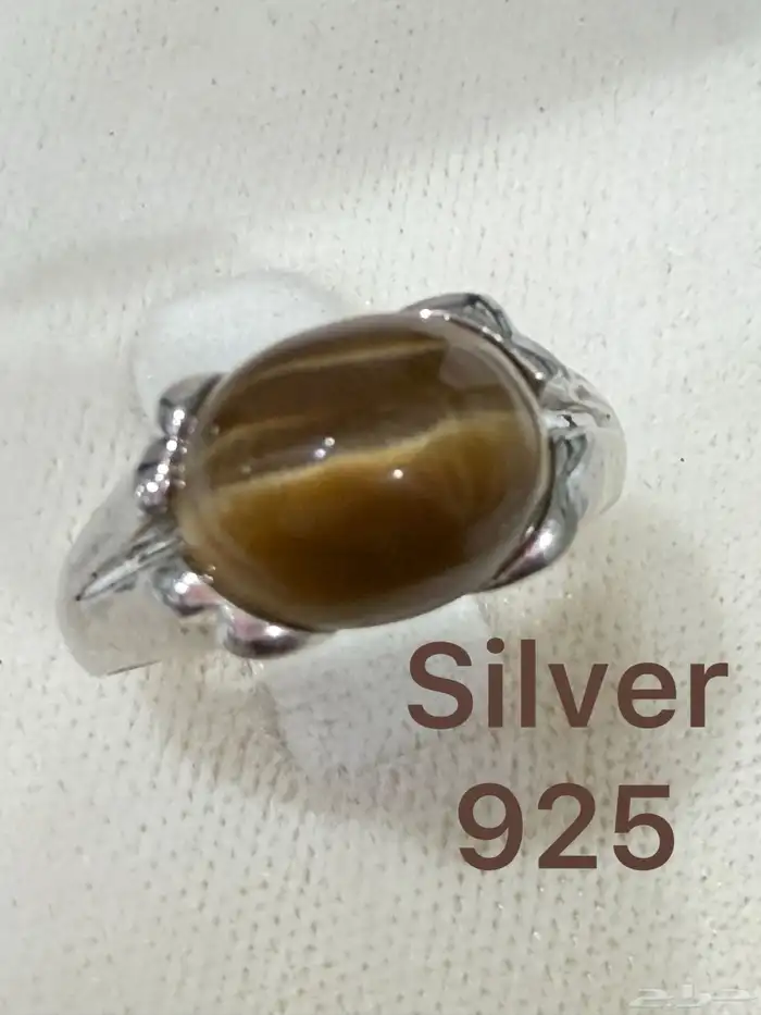 خاتم فضه عيار 925 بفص عين النمر Tiger eye 5