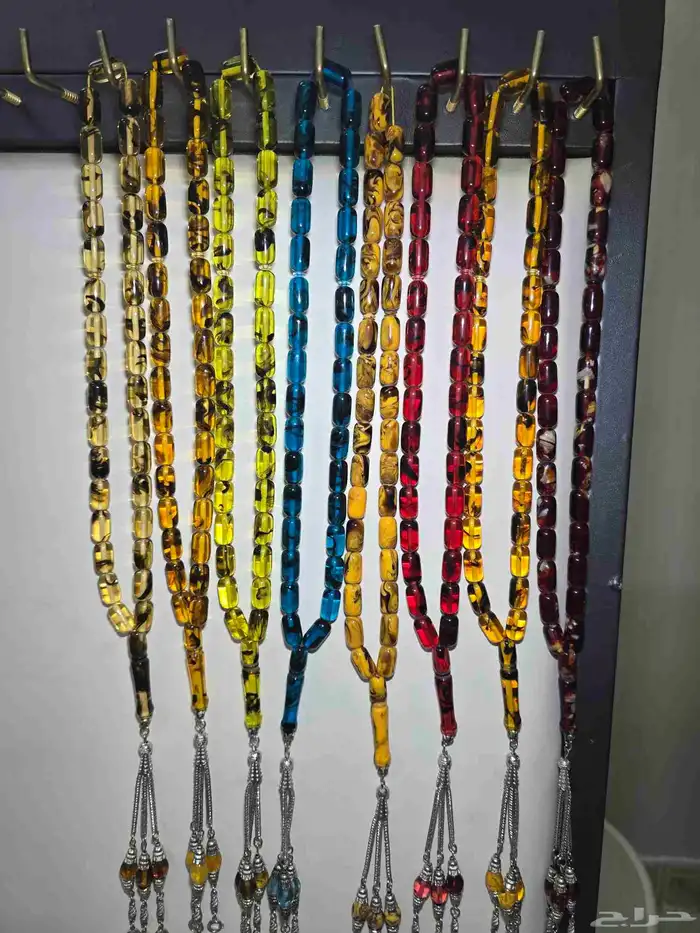 سبح تراب الكهرمان قص صنوبري 0