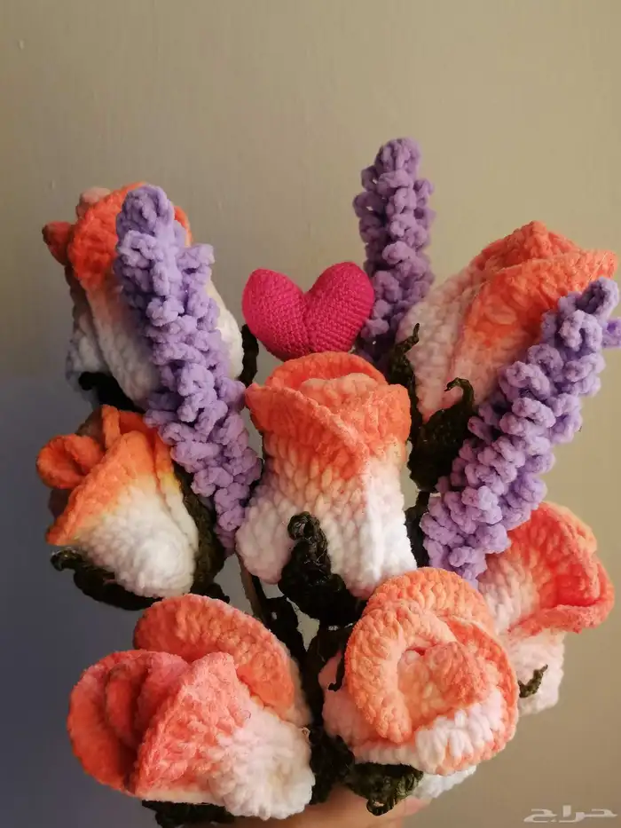 باقات ورد حياكة يدوية من خيوط الصوف 6