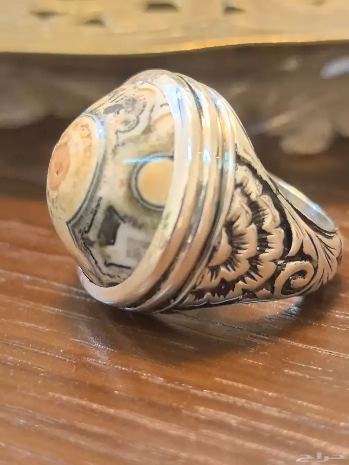 خاتم فضه بفص داودي 0