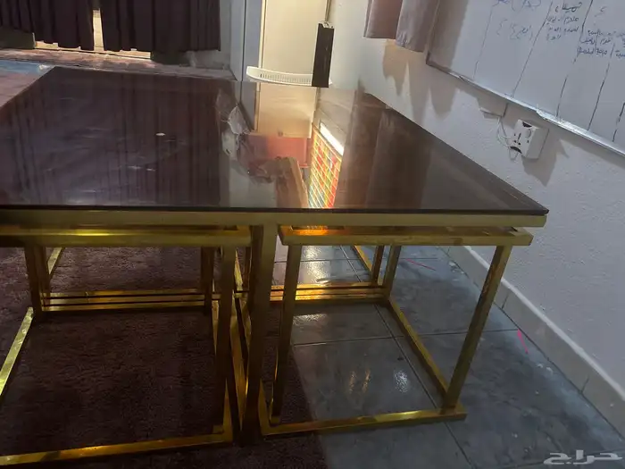 طاوله إستيل درجه أولى قزاز حراري كبير و أربع طاولات صغيره 9