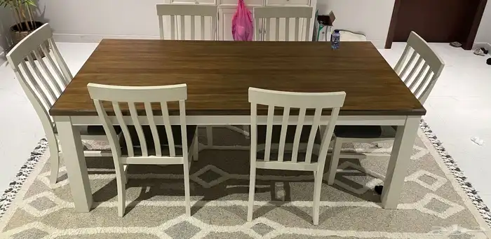 طاولة طعام مع 6 كراسي مع طاولة خدمة ( كونسول بوفيه ) 8