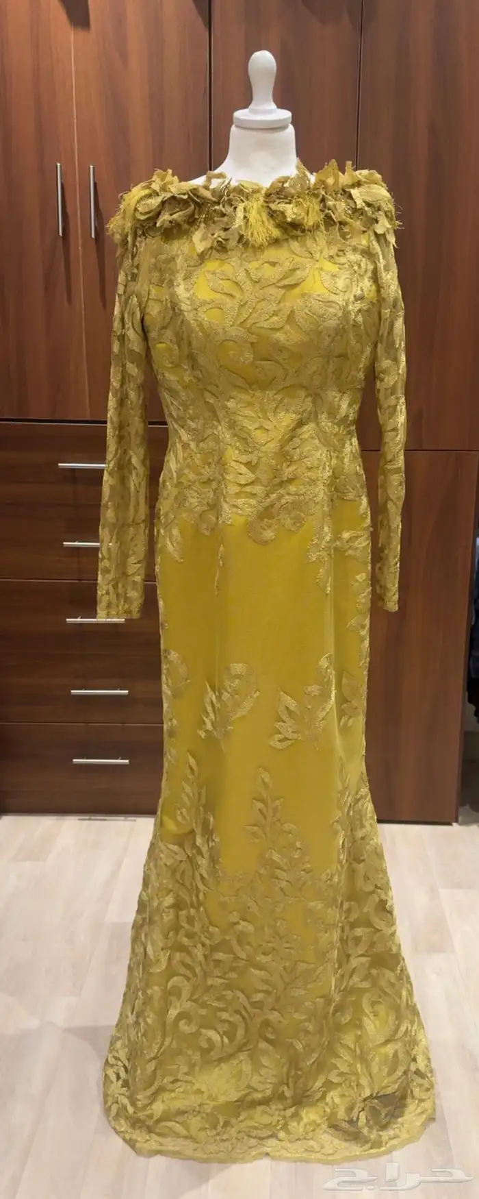 فستان سهره اللون كموني جديد مقاس l او xl 0