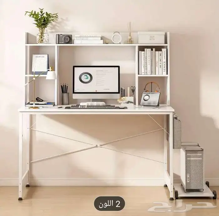 مكتب كمبيوتر مكتبي منظم مع كتب مدمج حامل 1