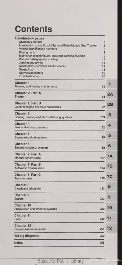 كتيب اصلاح هاينز سوزوكي ساموراي وجمني 1986-1993 pdf index