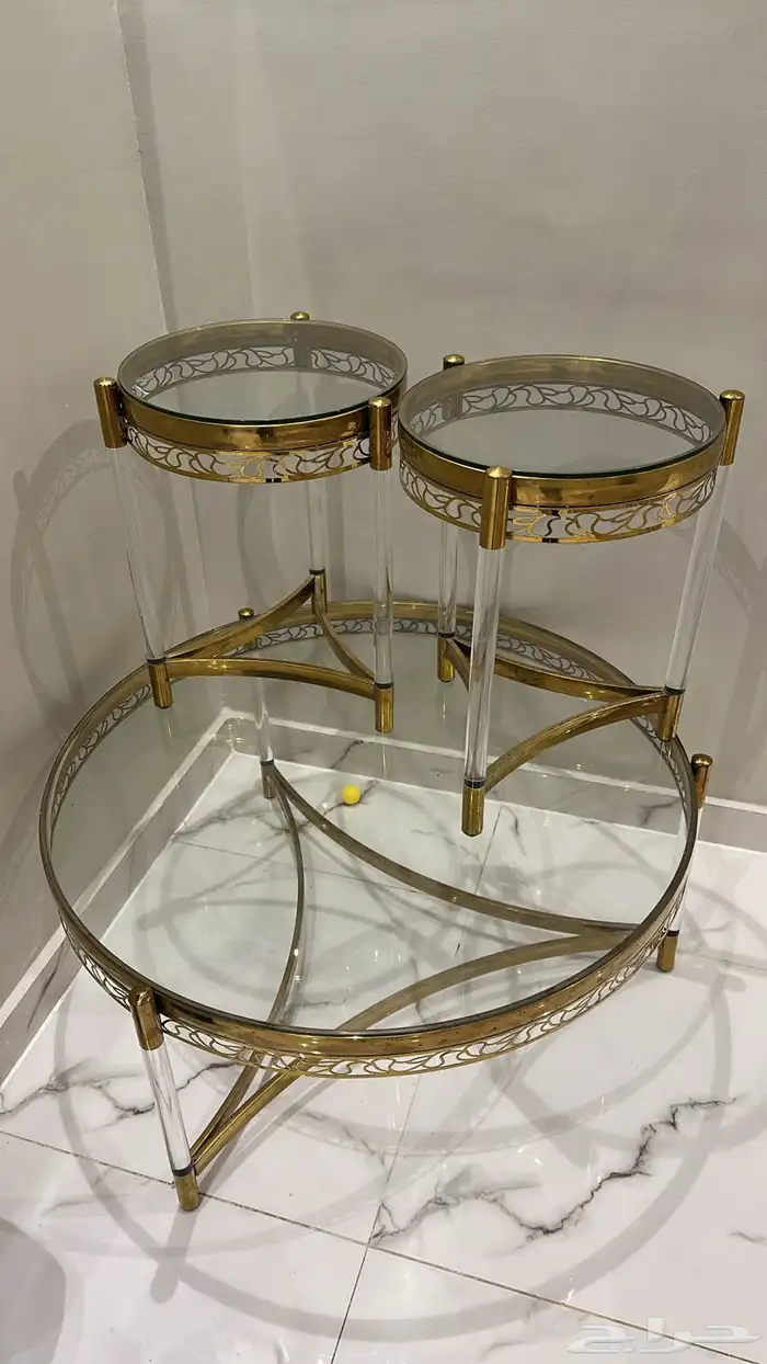 طقم طاولة ذهبي استيل للبيع العنوان القنفده جوال 1