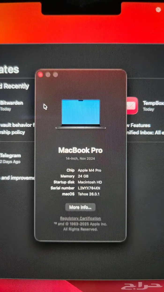 ماك بوك برو 14 إنش   M4 Pro رامات 24 جيجا - 1 تيرا 5