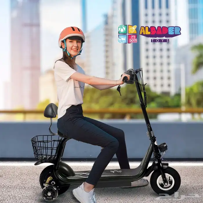 سكوتر كهربائي للأطفال مع عجلات جانبية - سكوتر اطفال مع سلة 14