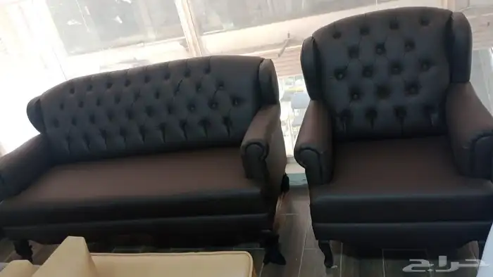 كنب جلد أمريكي لون بيج فخم و في كل ألوان 6