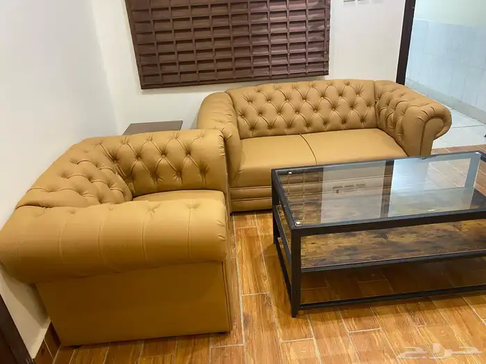 كنب جلد أمريكي لون بيج فخم و في كل ألوان 0