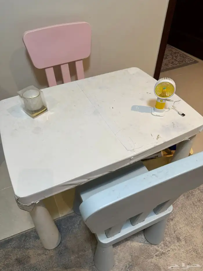 طاولة أطفال من ايكيا مع كرسي أزرق   وردي 0