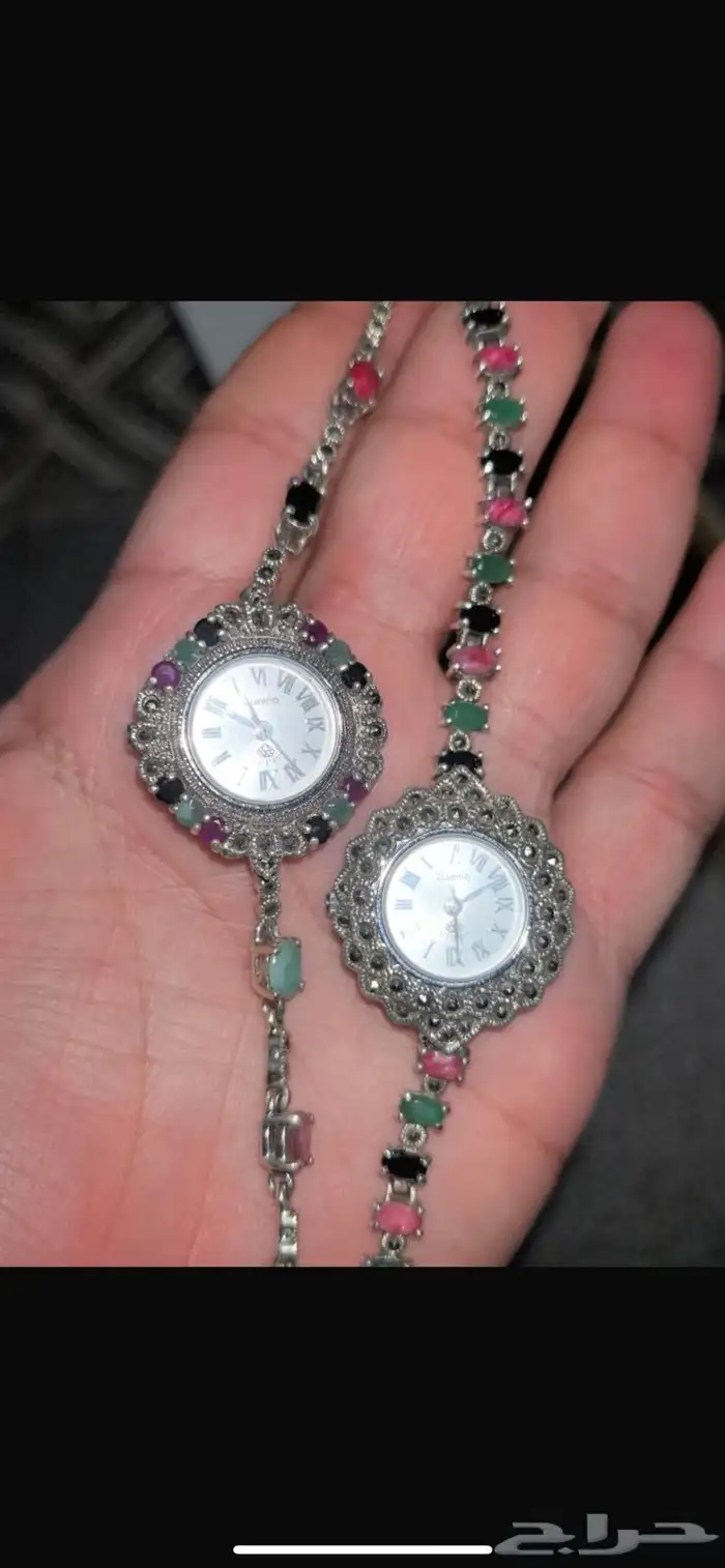 ساعه فضه باحجار كريمه 0