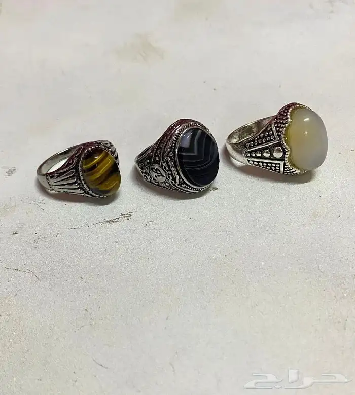 خواتم فضه دقه قديمة احجار كريمة 0