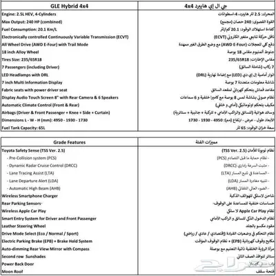 هايلاندر جي ال اي هايبرد دفع رباعي HIGHLANDER GLE H 4X4 2025 index