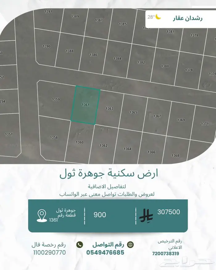 ارض جوهرة ثول 900 متر 0