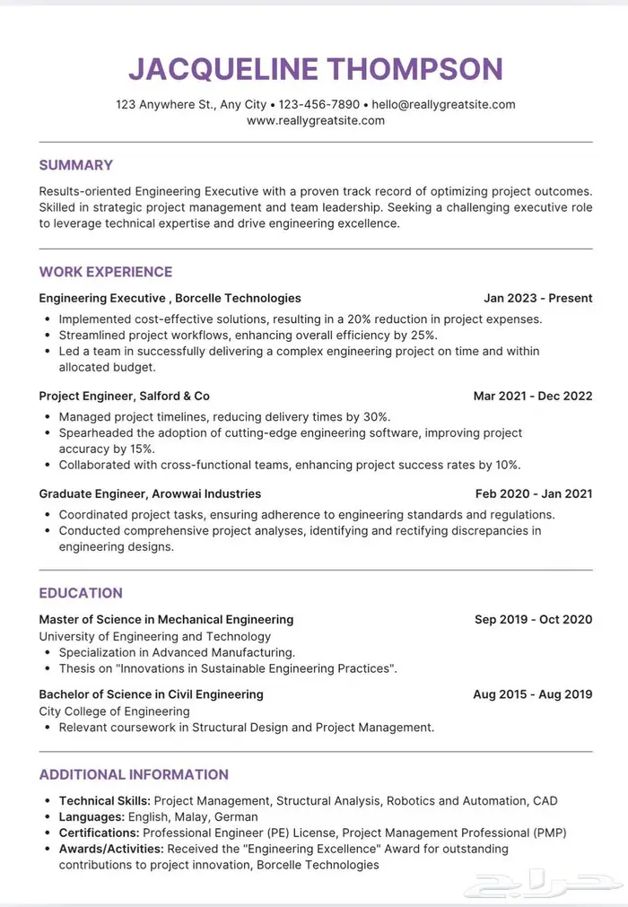 سيرة ذاتية احترافيةATS بتقييم عالي 1