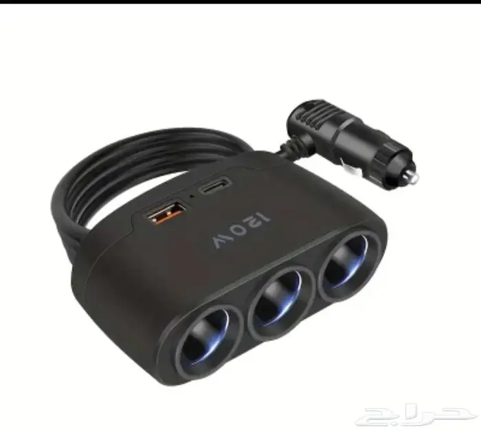 قسام سيارة 3 فتحات سيجارة وفتحة USB )شاحن سيارة) 0